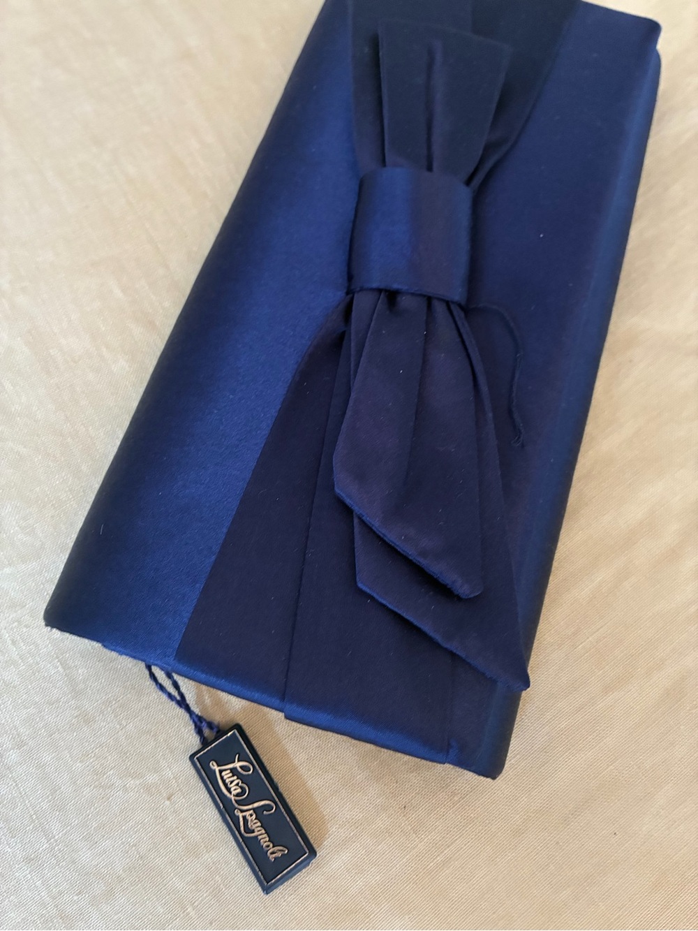 Luisa Spagnoli Navy Blue Bow-Accent Clutch